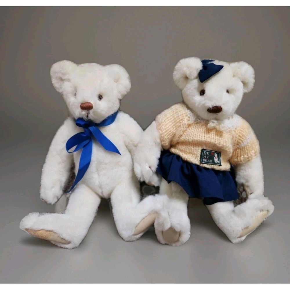 Vintage Gund Bialosky Cream Teddy Bear 1984 Plush Lot Of 2 South Korea